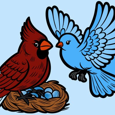 a cardinal and a dove