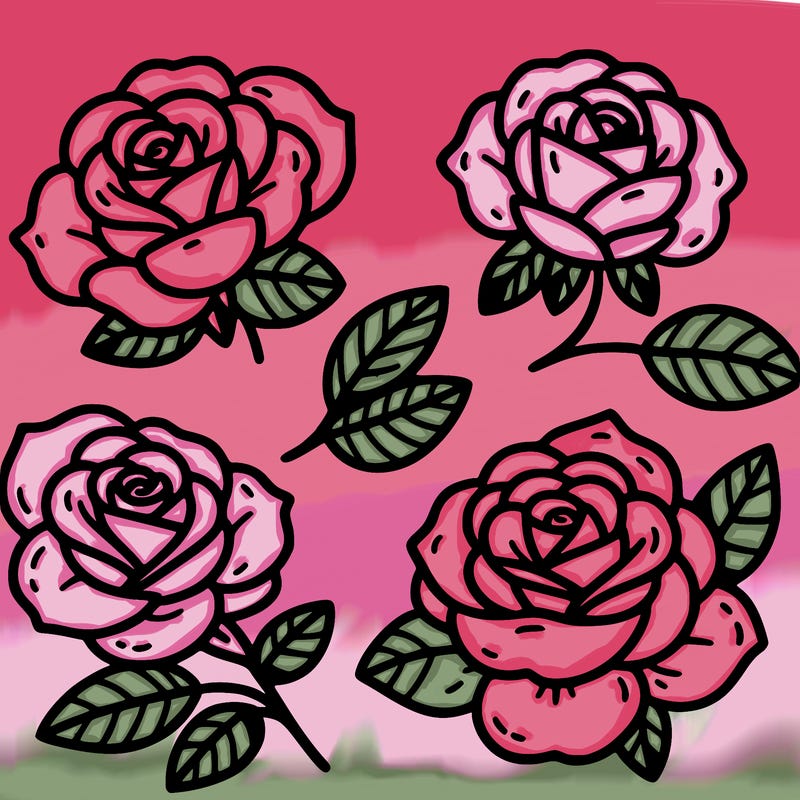 cute four pieces roses