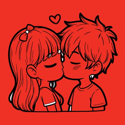 a girl and a boy kissing