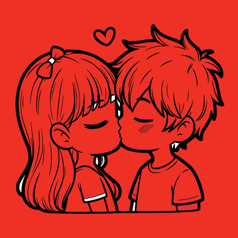 a girl and a boy kissing