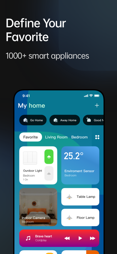 LifeSmart - LifeSmart app dashboard displaying smart home controls for lights temperature and indoor camera