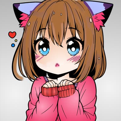 shy anime catgirl