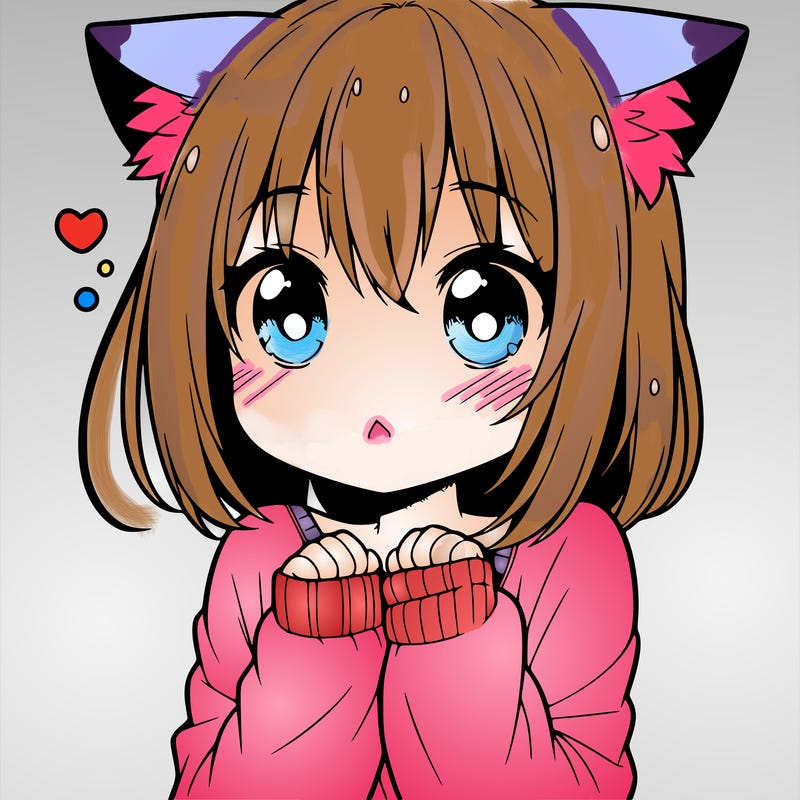 shy anime catgirl
