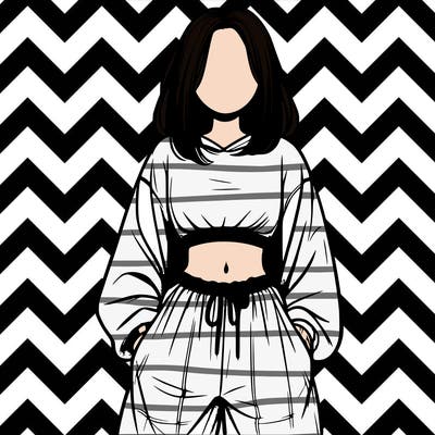 realistic girl faceless with baggy pants and a crop top