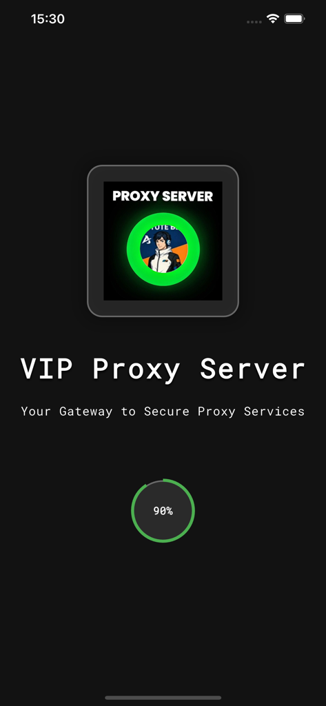 Vip Proxy Server - Vip Proxy Server app loading screen featuring a progress bar and gaming-style character icon.