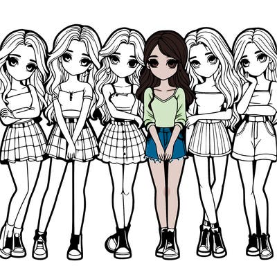 a group of girls realistic