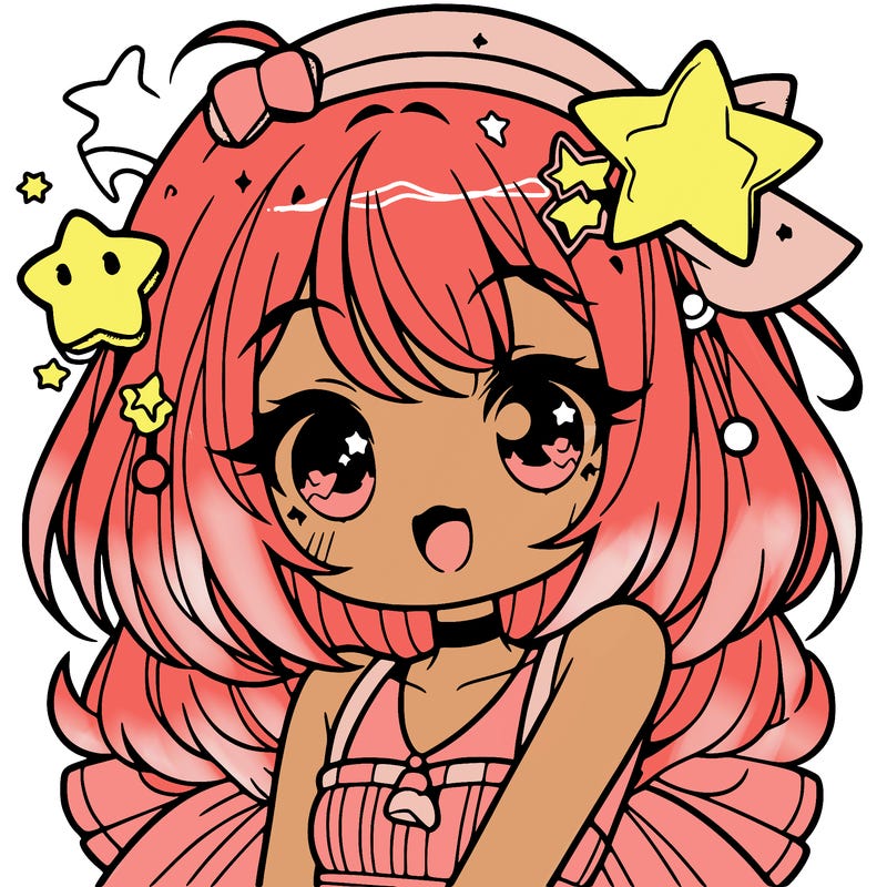 cute anime girl with star accessories