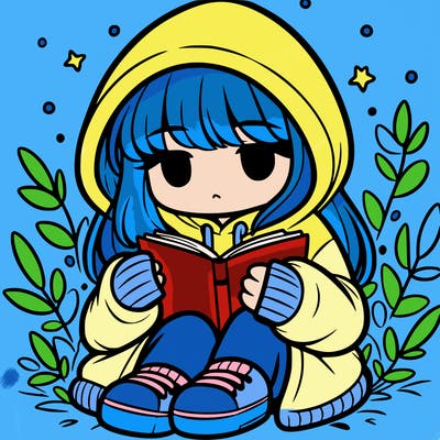 girl in oversized hoodie reading a book
