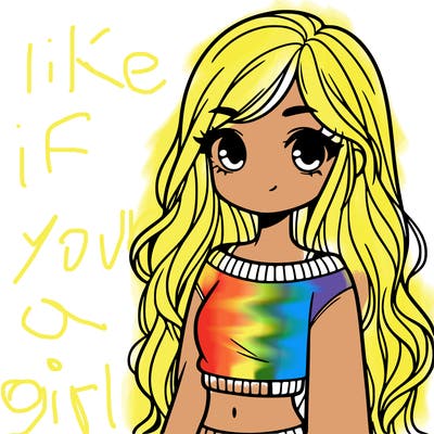 girl with long hair and a crop top with a sweater