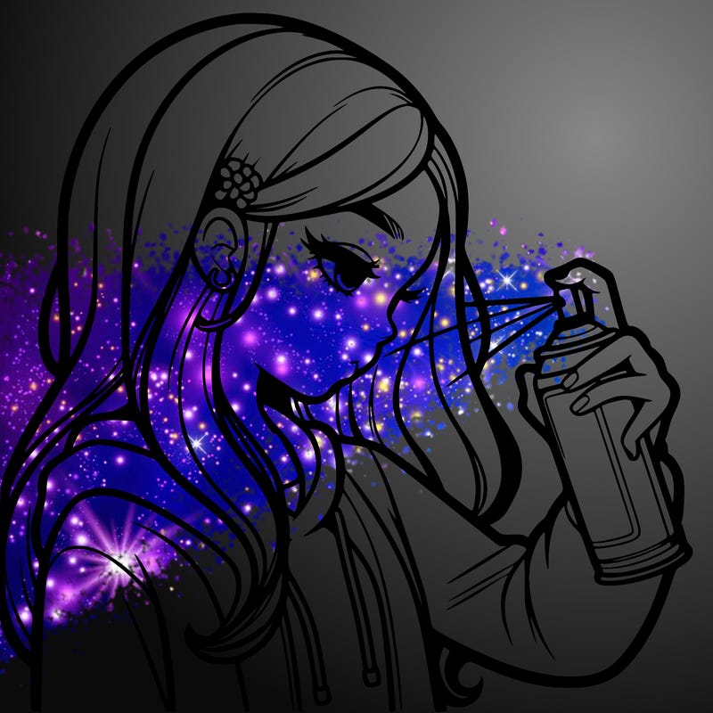 a realistic girl spray painting