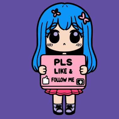 girl holding a sign that says pls like and follow me