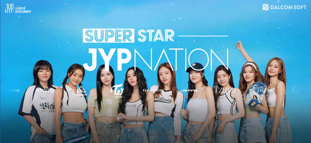 SUPERSTAR JYPNATION - K-POPグループTWICEのメンバーが登場するリズムゲーム「SUPERSTAR JYPNATION」のプロモーションバナー