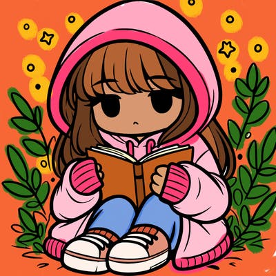 girl in oversized hoodie reading a book