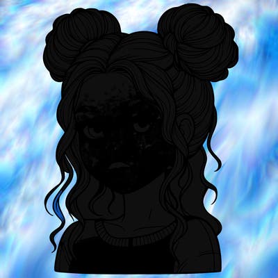 realistic girl with two buns in her hair