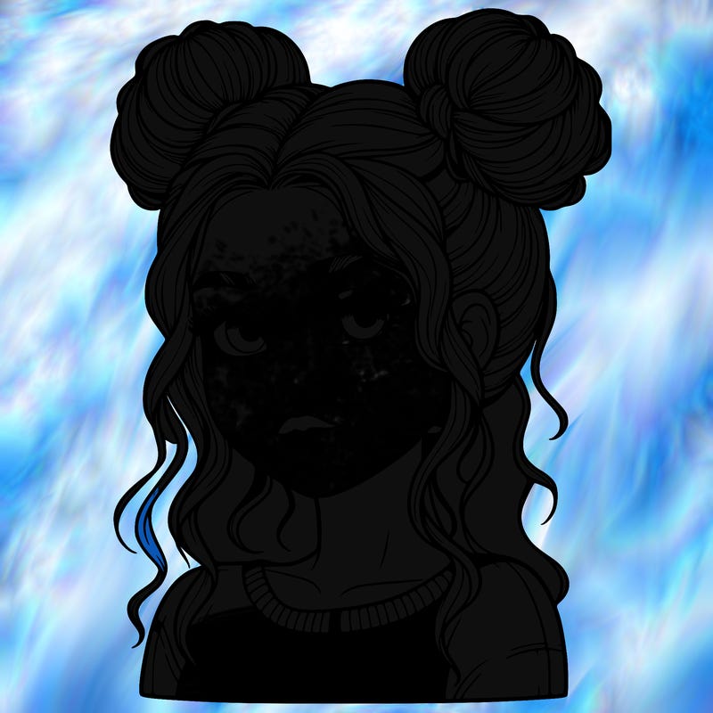 realistic girl with two buns in her hair