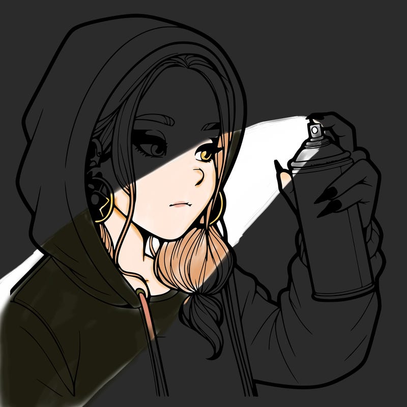 a realistic girl, spray painting