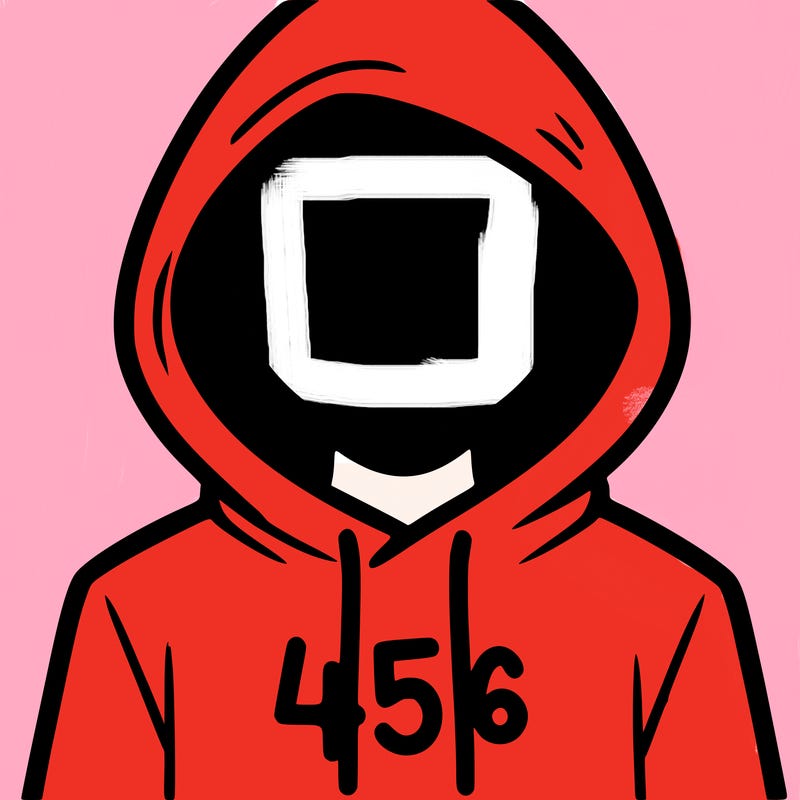 a person with non face waering a hoodie with a 456 symbol