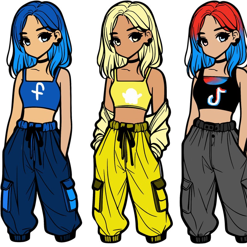 a girl in a crop top and baggy pants