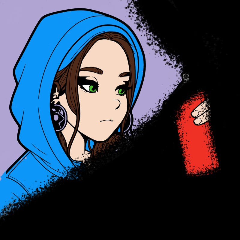 a realistic girl, spray painting