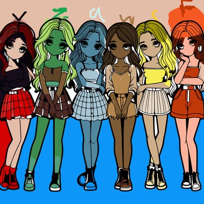 a group of girls realistic