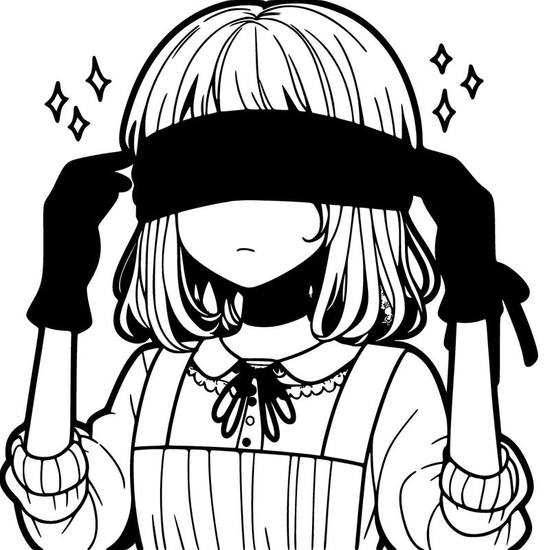 a white haired girl with a blindfold and gloves