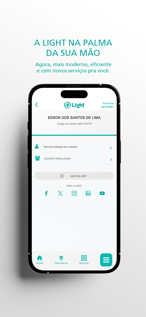 Light - The user profile and account management screen for the Light electric utility mobile app.