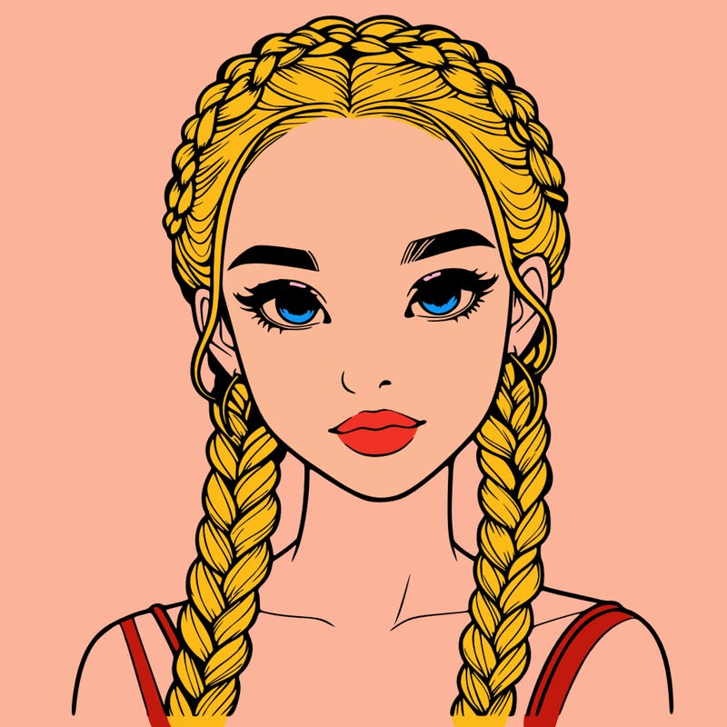realistic girl with braids