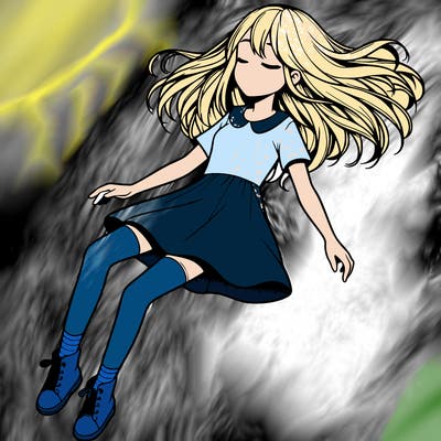 realistic girl floating