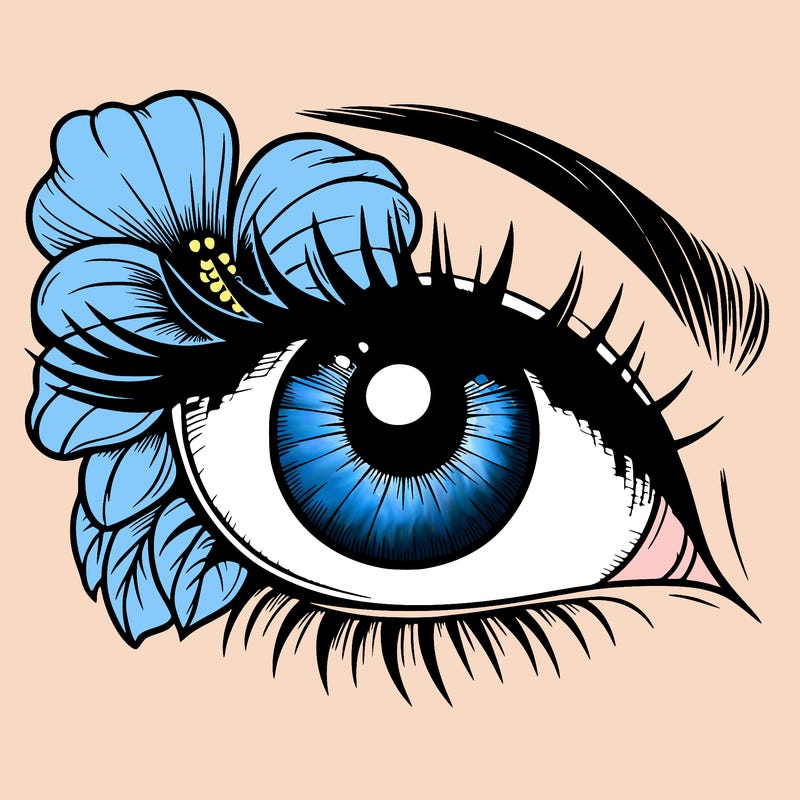 realistic eye with flower