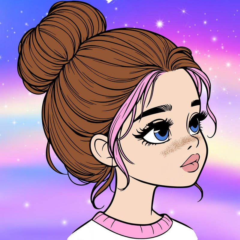 realistic girl with bun