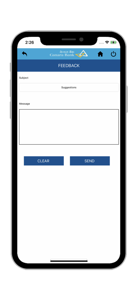 Canara Bank ePassbook app feedback interface for user suggestions