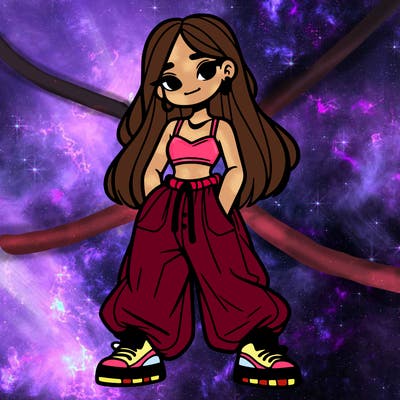 girl in crop top and baggy pants