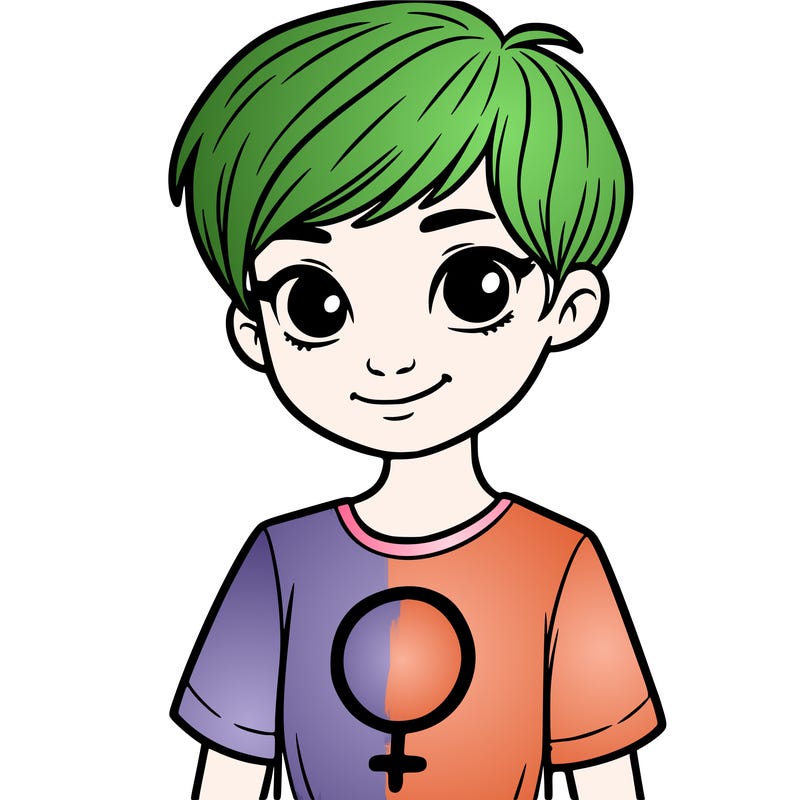girl with pixie cut and feminist shirt