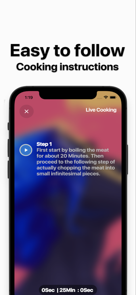 Mojave - Food - スマートフォン画面に、自動化されたステップバイステップの調理手順が表示されている