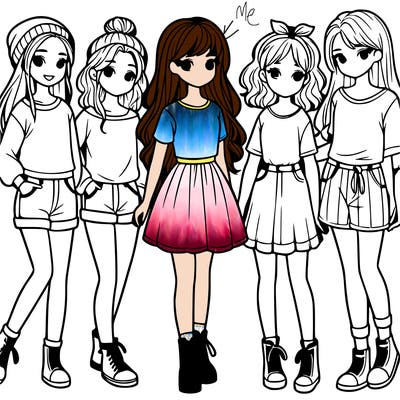 a group of five girls