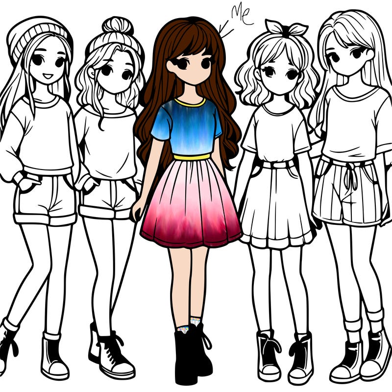 a group of five girls