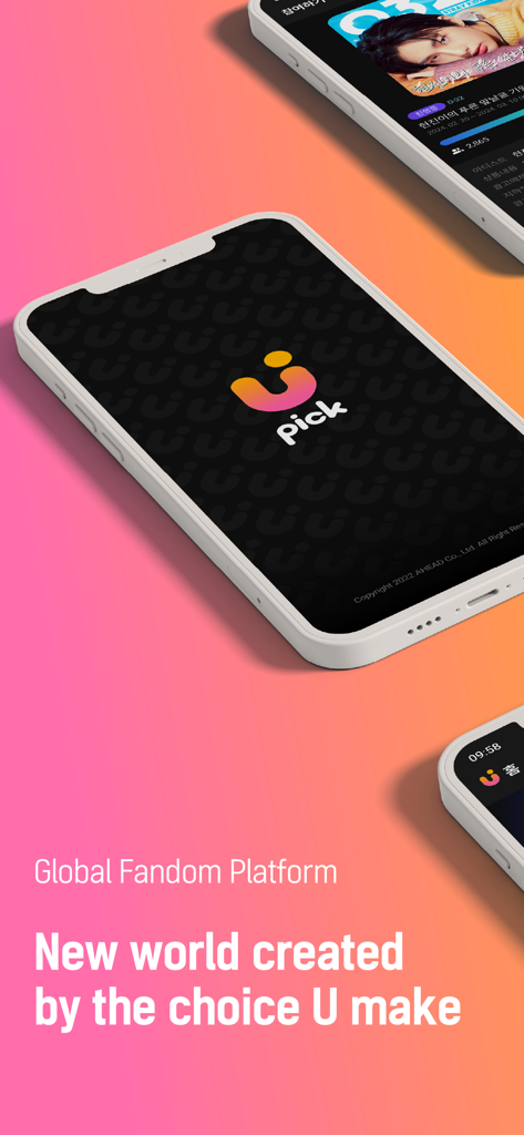 UPICK : Global Fandom Platform - Interface de la plateforme mondiale de fandom UPICK sur l'écran d'un smartphone