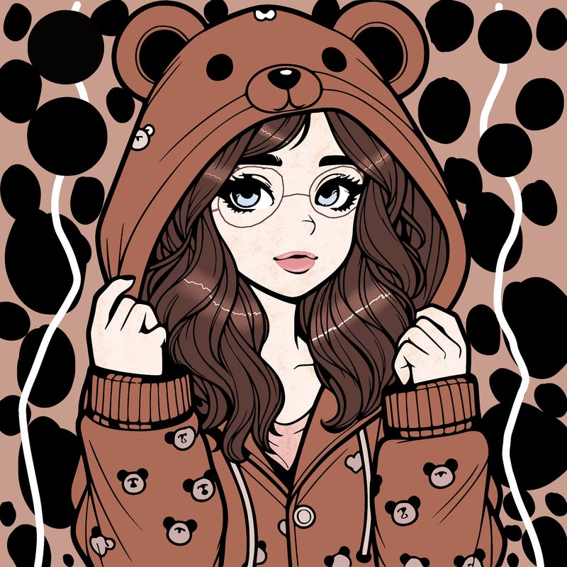 realistic girl in a animal pjs hoodie