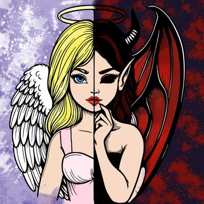 realistic angel half demon