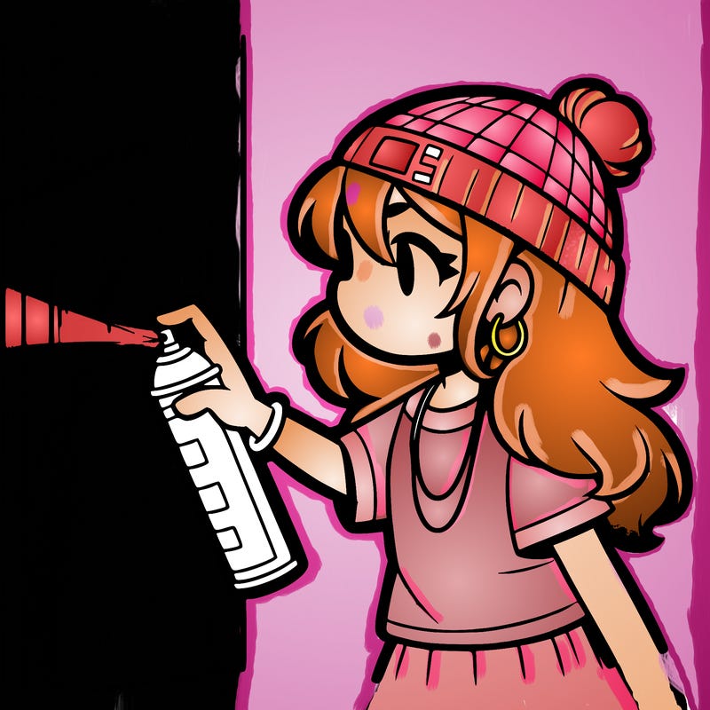 girl spray painting wall