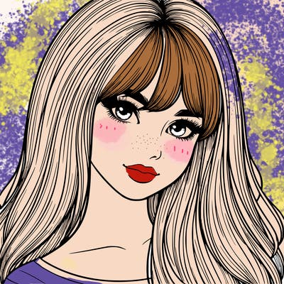 realistic girl with long hair and bangs