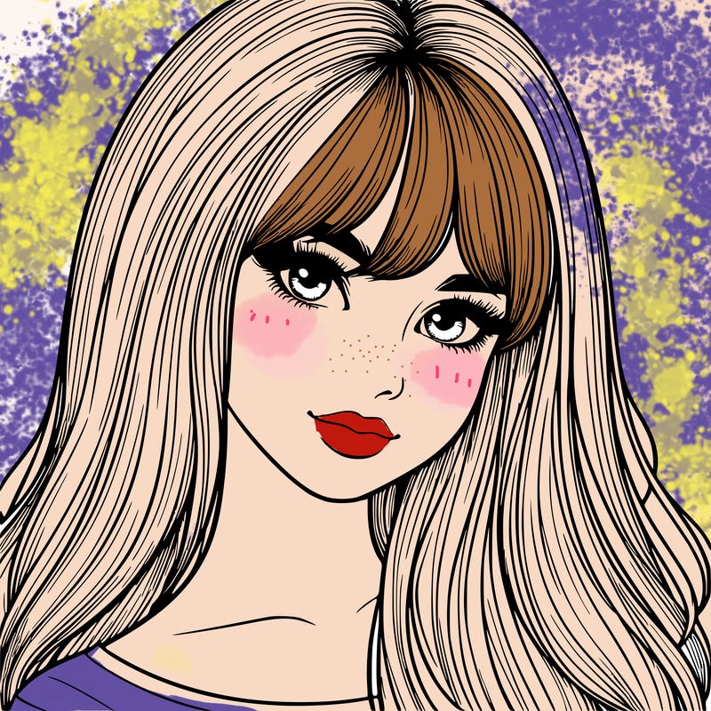 realistic girl with long hair and bangs