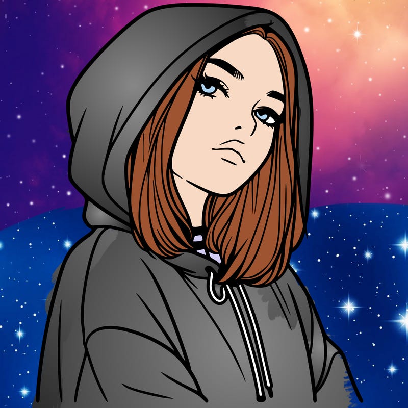 a realistic girl in a hoodie