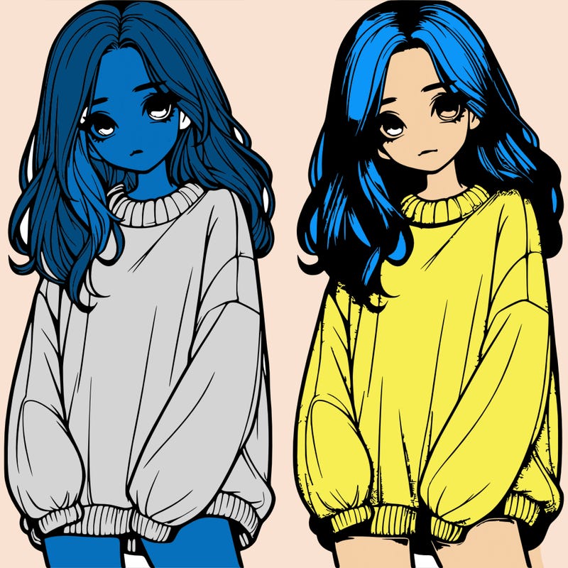 realistic girl with baggy sweater