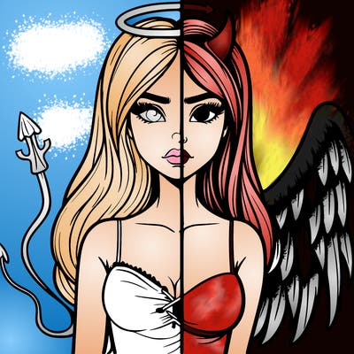 devil vs angel realistic girl