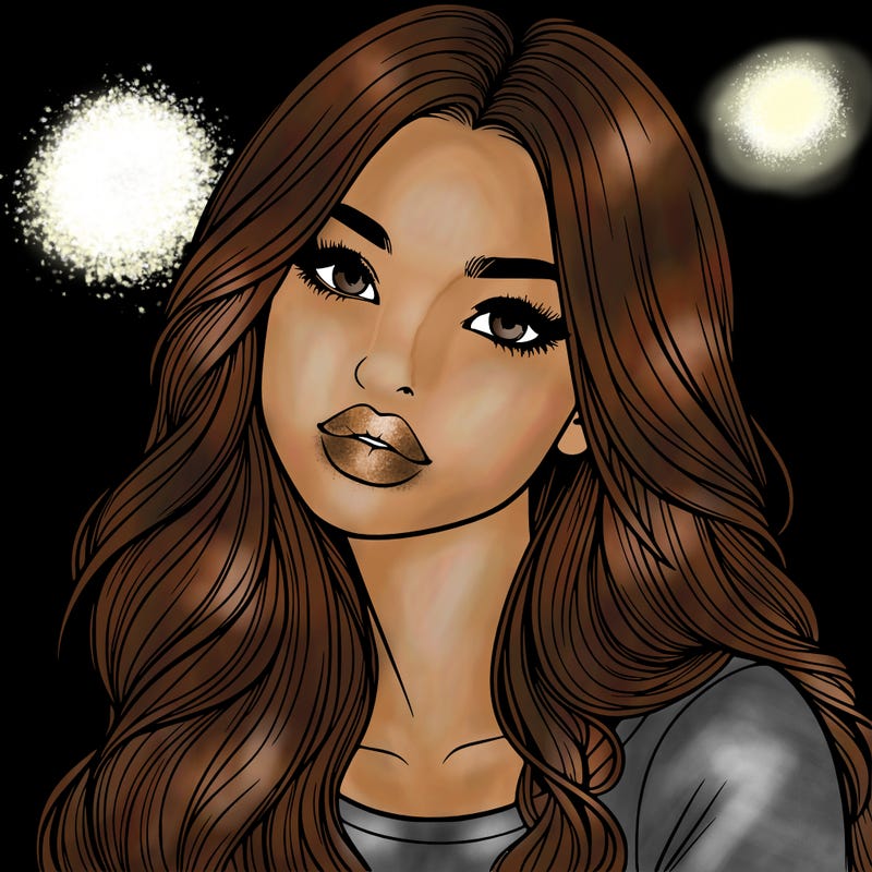 realistic girl with hair on her hair and lips