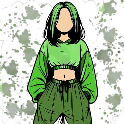 realistic girl faceless with baggy pants and a crop top