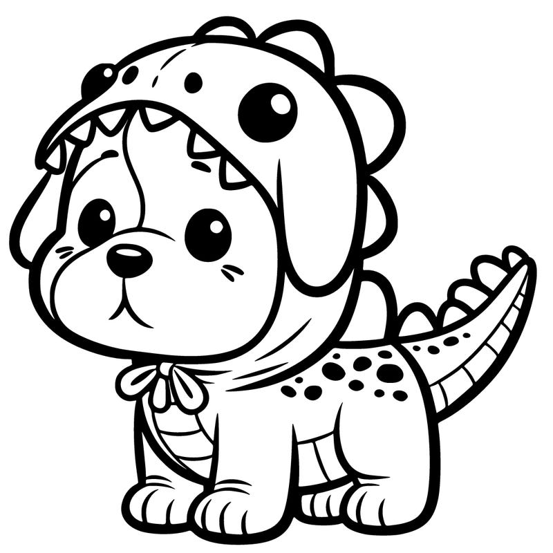 dog in a dinosaur costume
