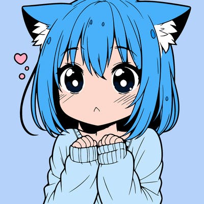 shy anime catgirl