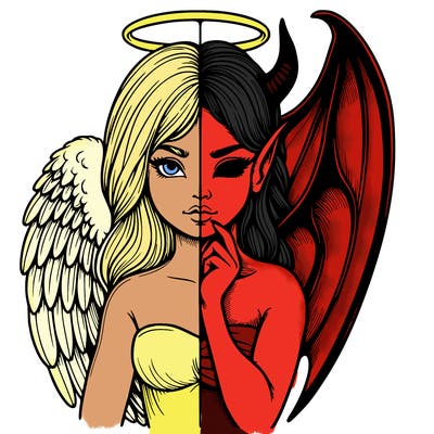 realistic angel half demon